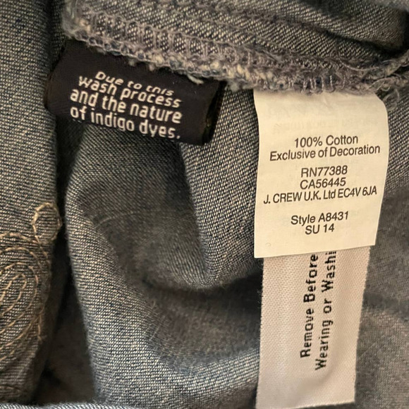 J. Crew Womens Denim Soutache Embroidered V-Neck Tunic Top Size 2 Blue - Picture 8 of 9